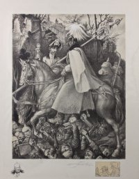 World War 1 French propaganda art based on Dürer engraving World War 1 French propaganda art based on Dürer engraving