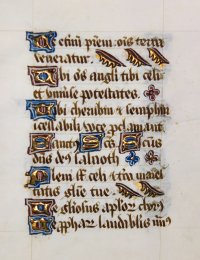 The Te Deum. Distinctive lettre bâtarde script & line fillers. The Te Deum. Distinctive lettre bâtarde script & line fillers.