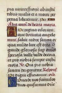 Marian Antiphons in a Book of Hours. c.1500 vellum leaf, France. Marian Antiphons in a Book of Hours. c.1500 vellum leaf, France.