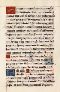 Rare Book of Hours manuscript leaf, c.1500, France. Rare Book of Hours manuscript leaf, c.1500, France.
