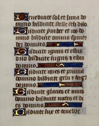 The Song of the Three Children Illuminated Book of Hours leaf, c.1480, France. The Song of the Three Children Illuminated Book of Hours leaf, c.1480, France.