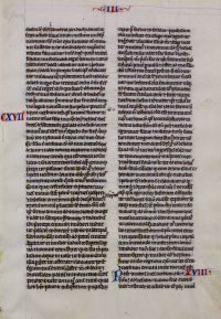 Tiny French manuscript Bible leaf, c. 1250. Tiny French manuscript Bible leaf, c. 1250.