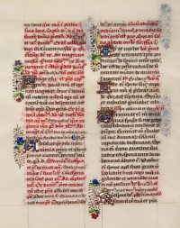 Pristine condition. Manuscript Breviary leaf, c. 1475 with jewel-like illuminated initials. Pristine condition. Manuscript Breviary leaf, c. 1475 with jewel-like illuminated initials.