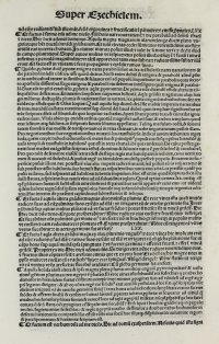 St. Jerome’s biblical commentaries. Incunable leaf, 1498, Venice. St. Jerome’s biblical commentaries. Incunable leaf, 1498, Venice.